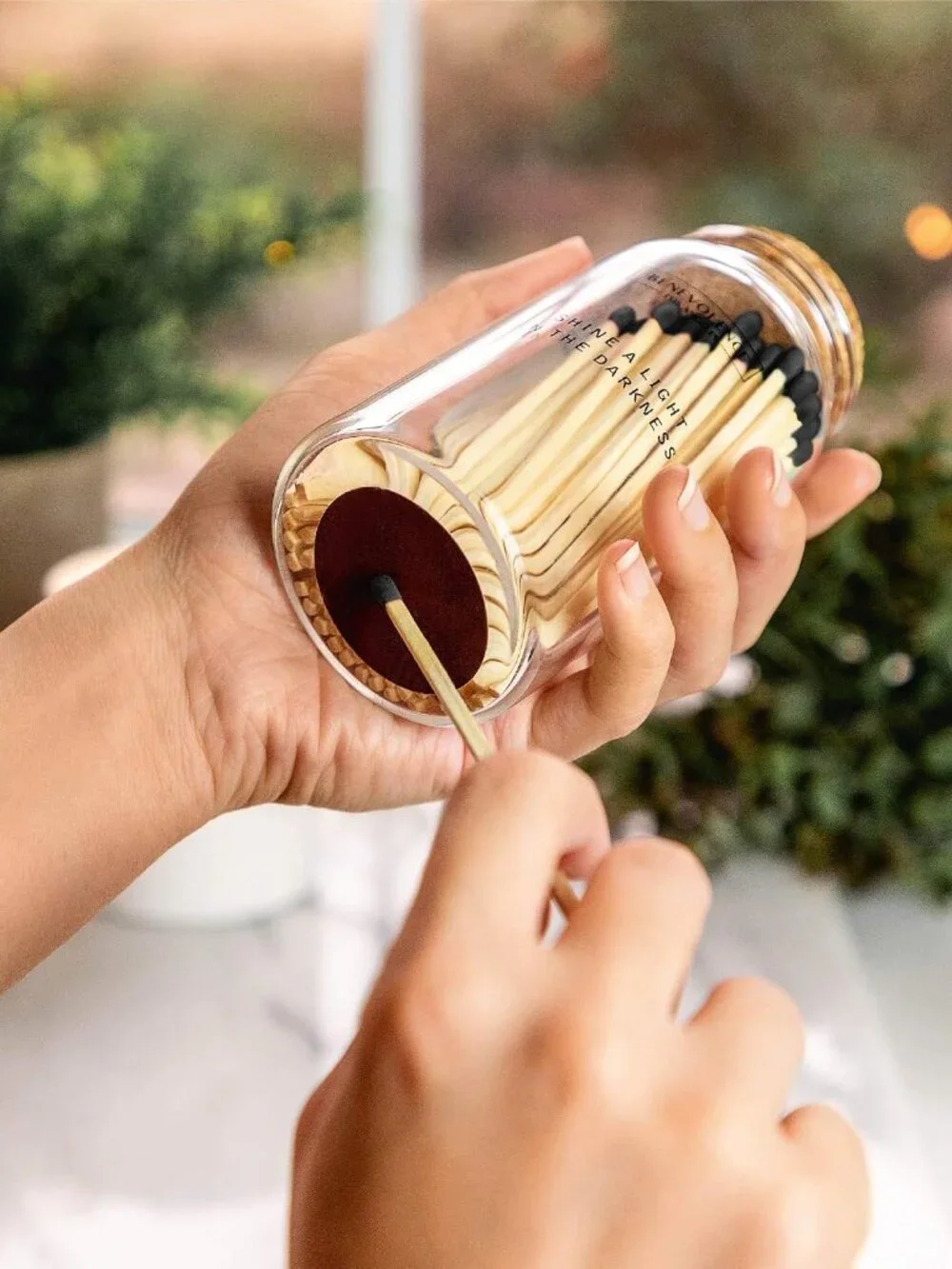 NEW Benevolence LA Decorative Wooden Matches in Glass Jar with Striker
